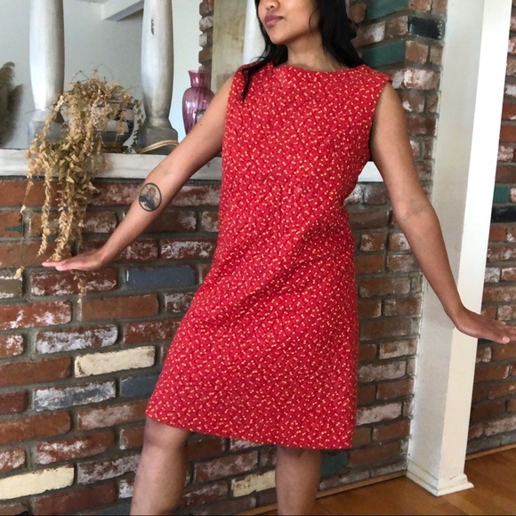 Vintage 1960s Handmade Floral Leaf Quilt Dress - Picture 4 of 7